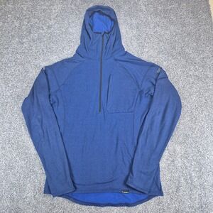 Truewerk Grid Hoodie Mens Medium Blue 1/2 Zip Thermal Technical Workwear
